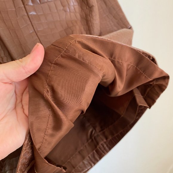 Ralph Lauren Vintage Black Label Croc Embossed Leather Skirt Union Made - Picture 10 of 10